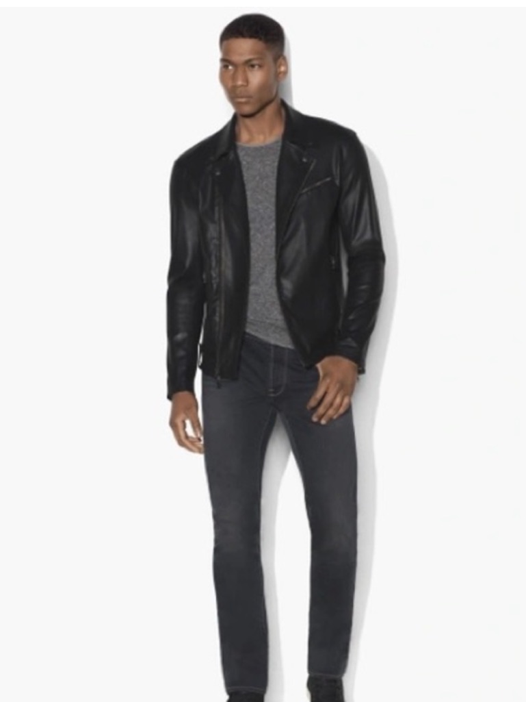 John Varvatos Coated Moto Jacket Asymmetrical Zip Closure Men's Xl